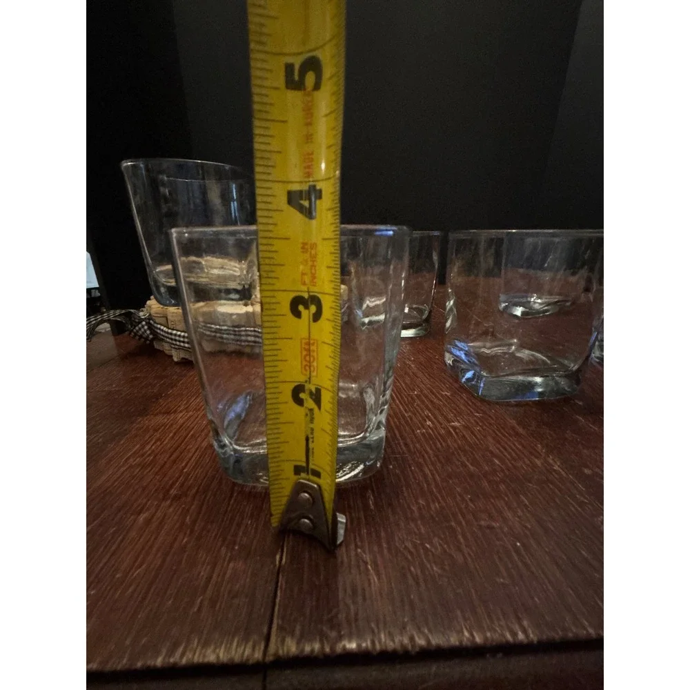 Set of 4 Square Base Whiskey Rocks Glasses Clear Glass Lowball Barware 10oz